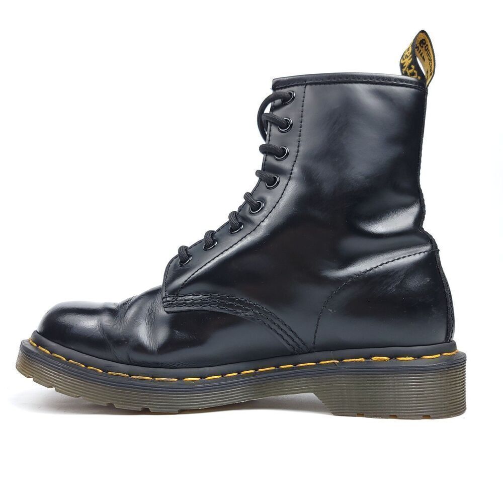 DR. MARTENS 1460 Black Smooth Leather Grunge Goth Combat Boots Workwear 90s Y2k - Picture 3 of 9